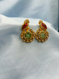 Cushion cut jade stone parrot earrings