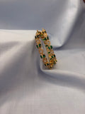 Green and white stone bangles