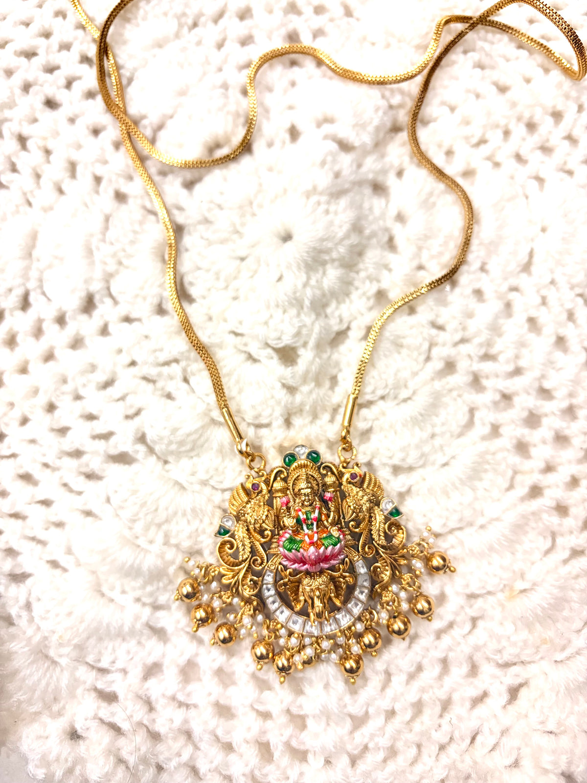 Long chain with Lakshmi pendant