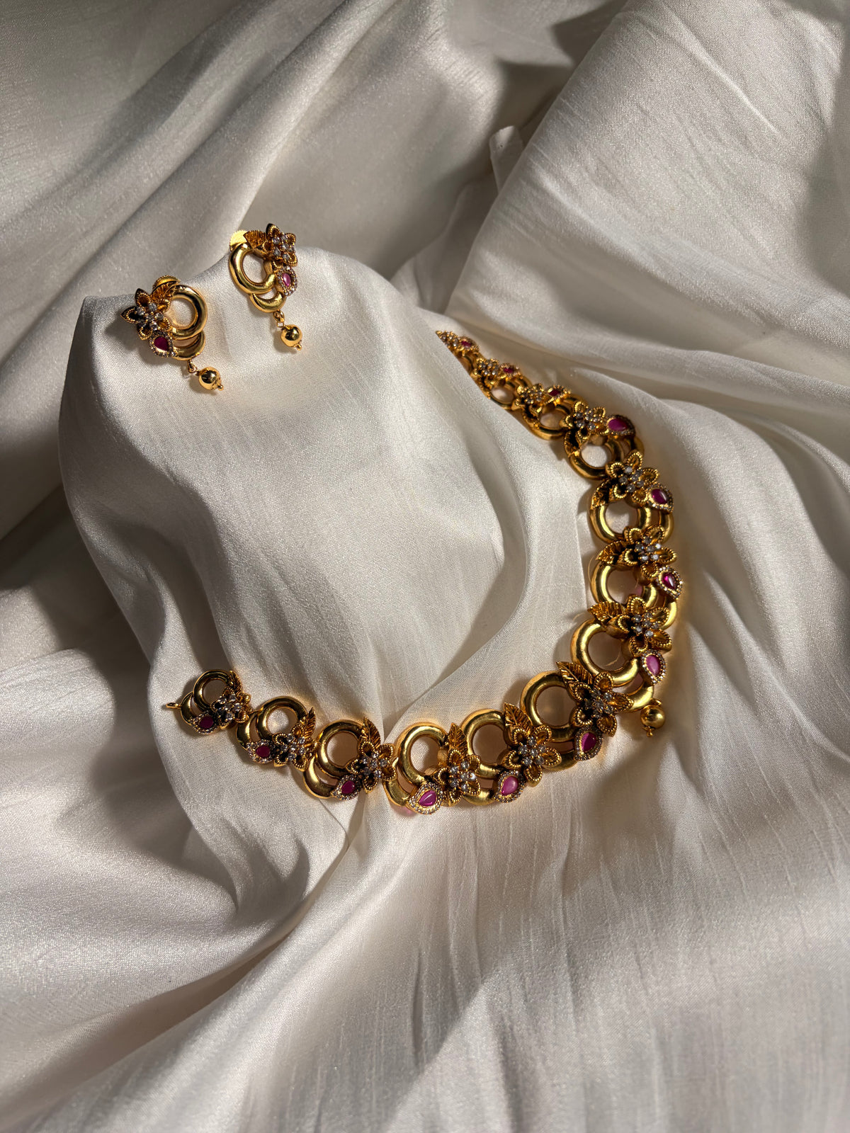 Antique Floral & Circular Link Jewelry Set