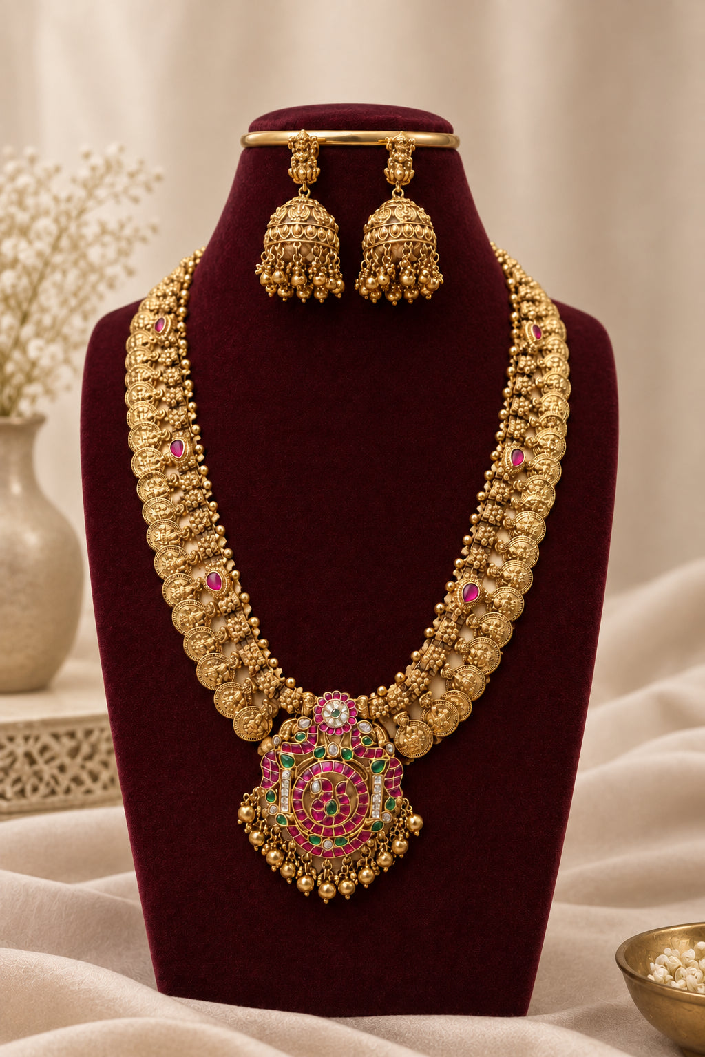 Jadau Kundan Kasu Necklace