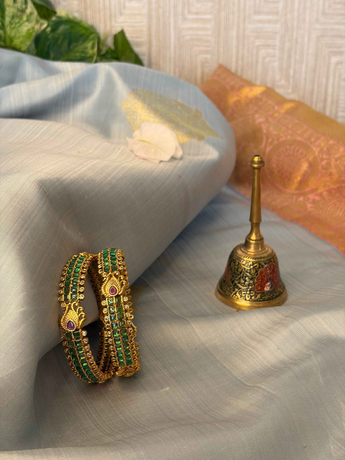 Traditional Green Stone Bangles