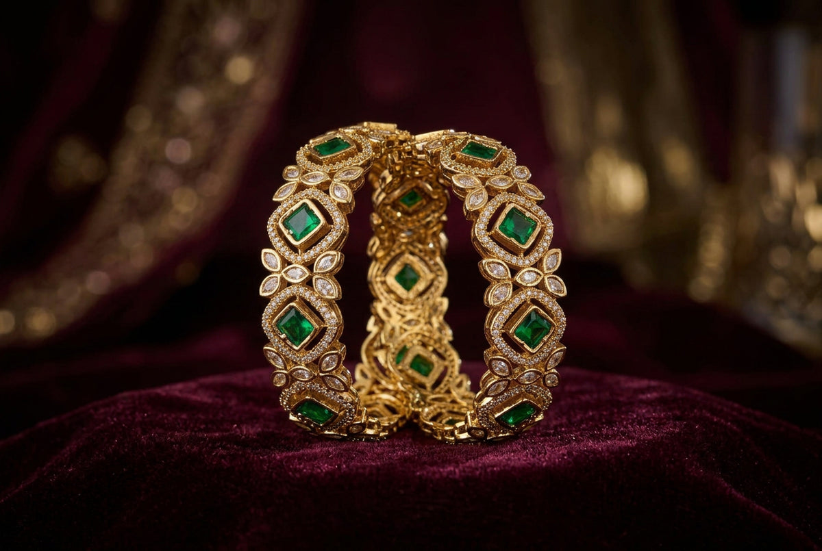 Green Stone Statement Bangle