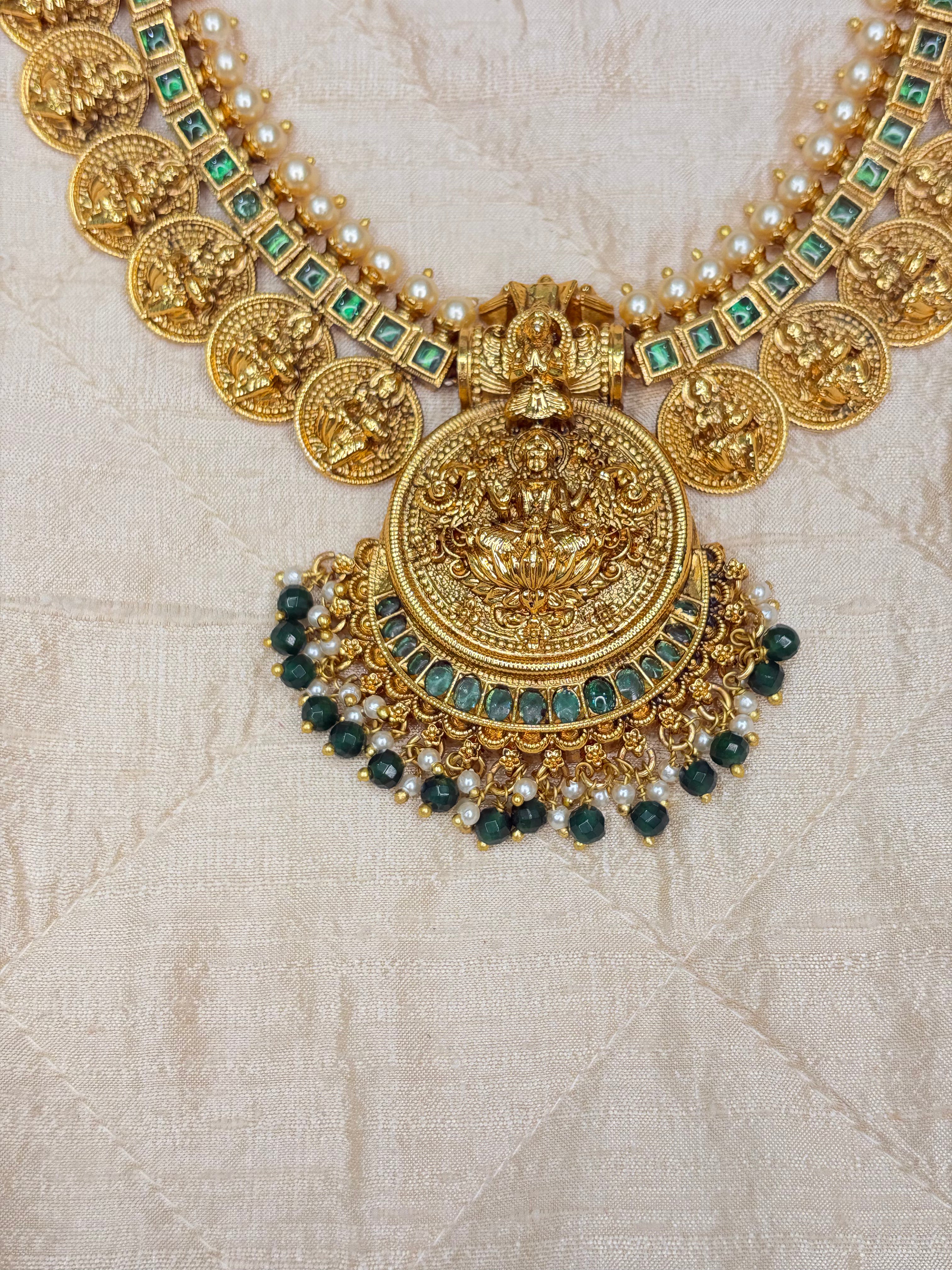 Gold-Tone Lakshmi kasu Necklace set