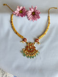 Floral Pendant Necklace Set with Ruby and Green Accents