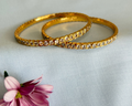 Delicate Stone-Accent Bangle Pair