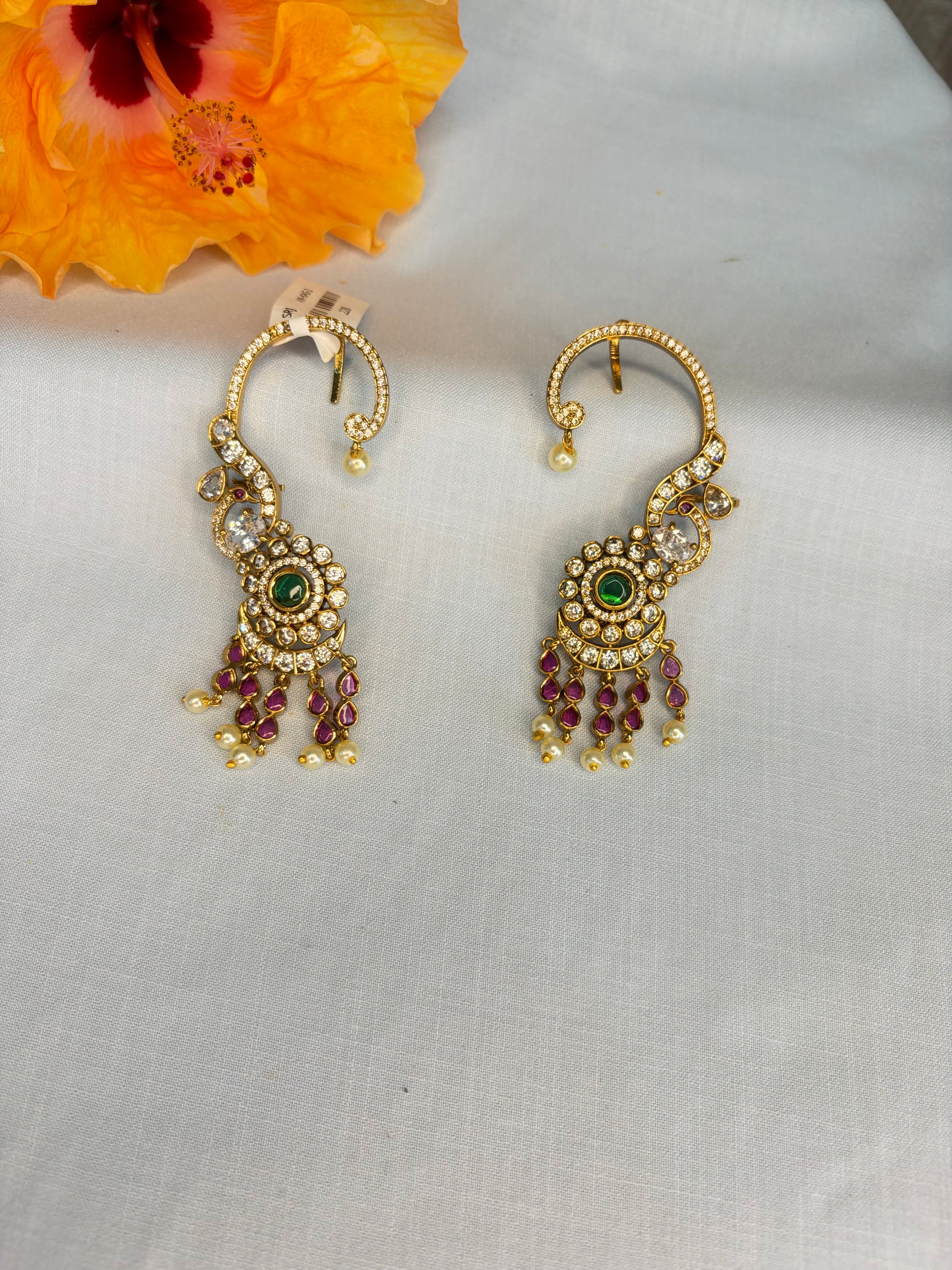 Peacock earcuff earrings