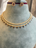 Layered Pearl with purple Kundan