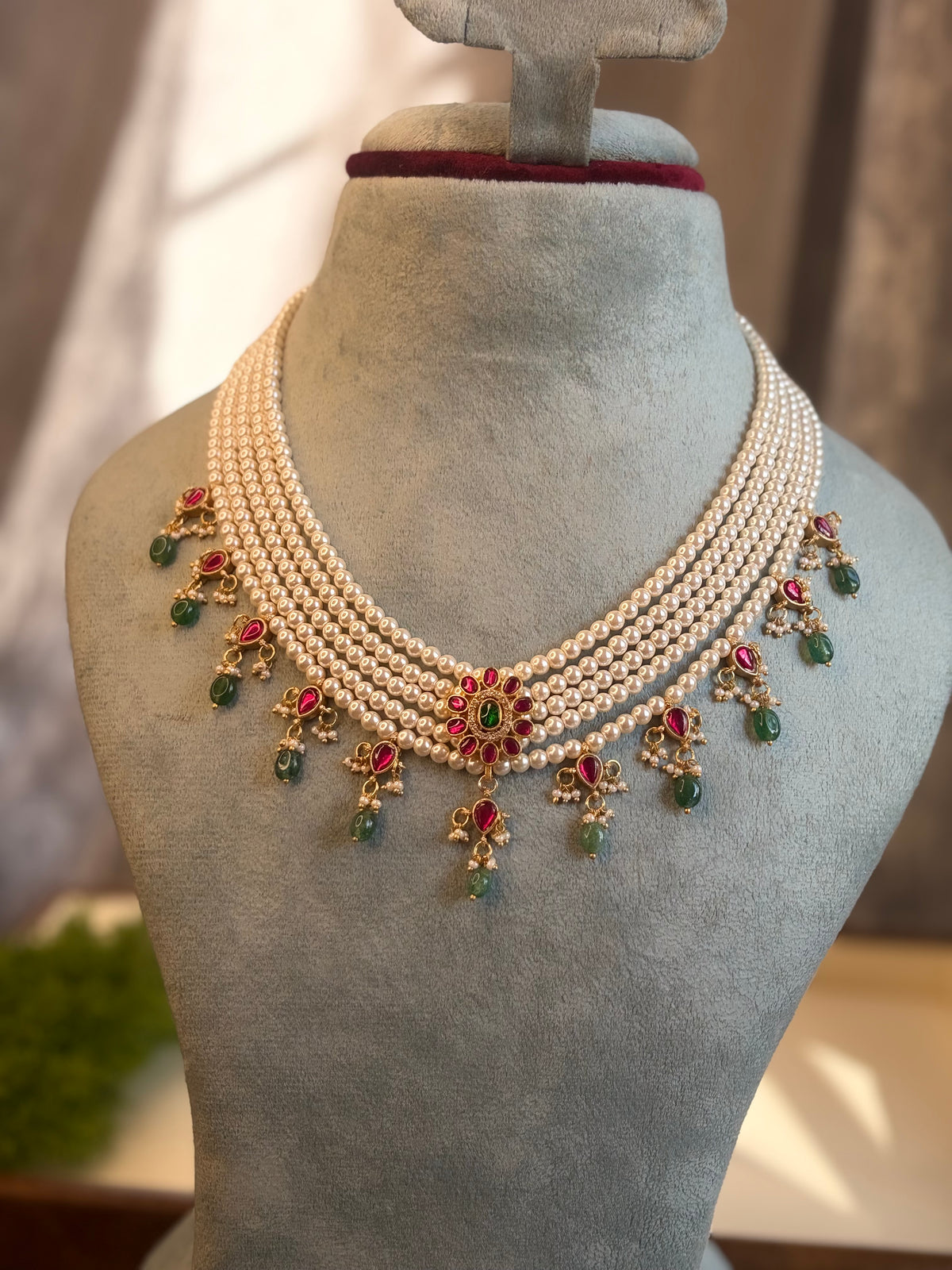 Layered Jadau Kundan Pearl Necklace